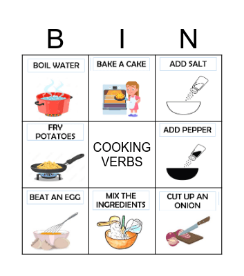 COOKING VERBS Bingo Card