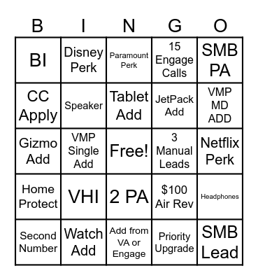 Bingo Bango Bob's Your Uncle Bingo Card