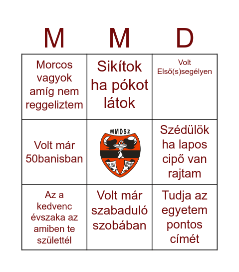 Humán Bingó Bingo Card