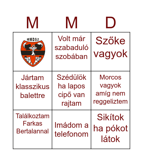 Humán Bingó Bingo Card