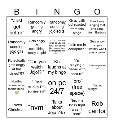 kb bingo Card