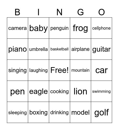 BINGO CHARADES Bingo Card