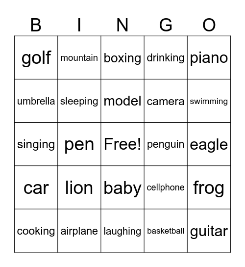 BINGO CHARADES Bingo Card