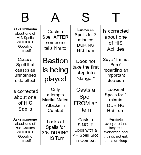 Does Bastion know how to Play Grady? Bingo Card