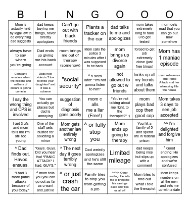 My life (TM) Bingo Card