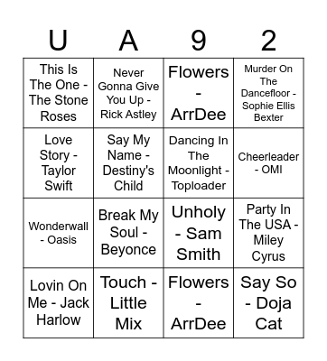 MUSICAL BINGO Card