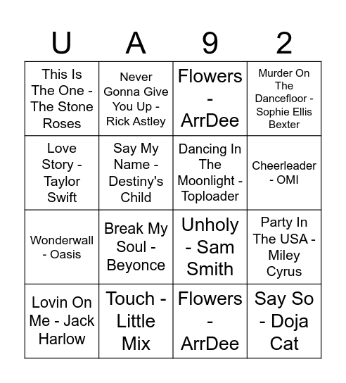 MUSICAL BINGO Card