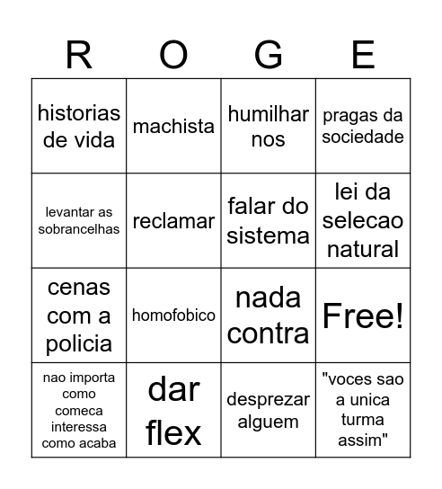 rogerio bingo Card