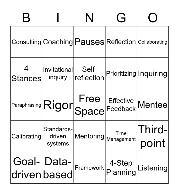 Mentor Bingo! Bingo Card