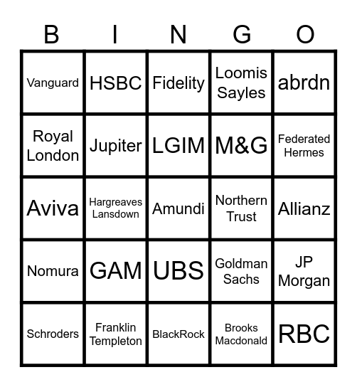 Membership Bingo Card