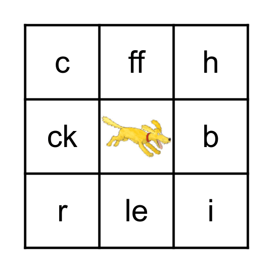 Phoneme Bingo (g,m,i,b,ff,h,le,k,c,ck,r,u) Bingo Card