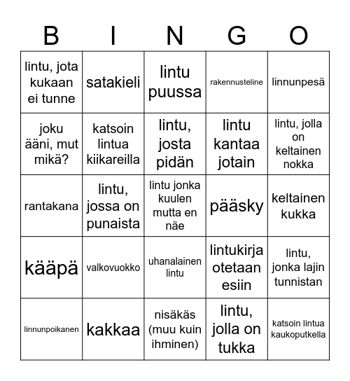 Linturetkibingo Card