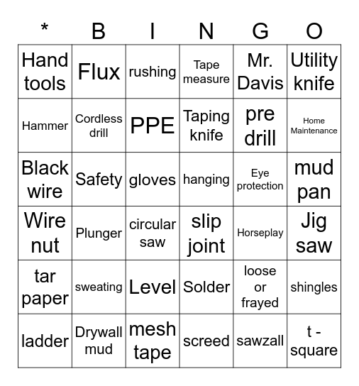 Shop Bingo Card