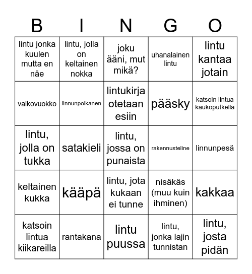 Linturetkibingo Card