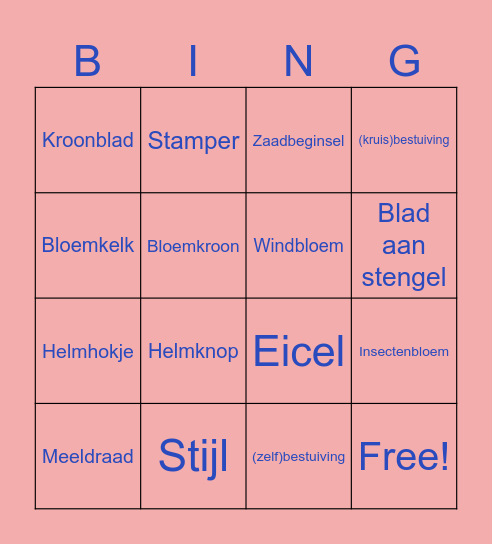 Bloemen Bingo Card