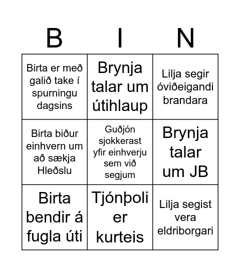 Ferðatjónabingó - Steindi Bingo Card