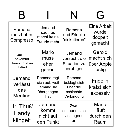 Egon Zehnder Drama Bingo Card