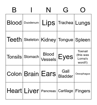 Gilbert Road Bingo Card