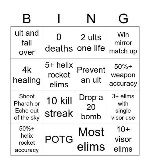 Soldier Bingo Card