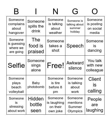 Summer Party 2024 Bingo Card