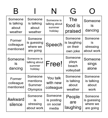Summer Party 2024 Bingo Card