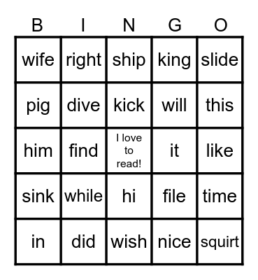 Keywords - Spelling Patters Starting with i Bingo Card