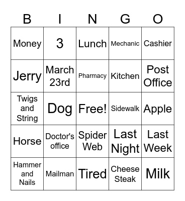 Mixed Wh-Question Bingo Card