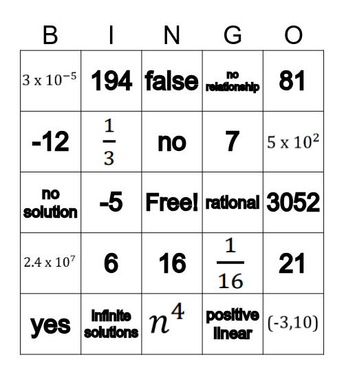 Final Exam Bingo Card