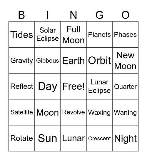 Moon Bingo Card