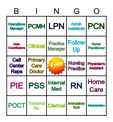 Primary Care Bingo Card