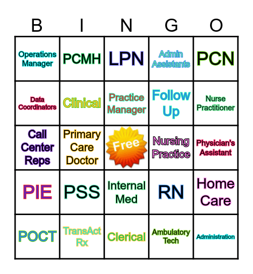 Primary Care Bingo Card