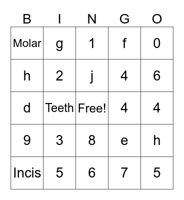 Dr. Arora Dental Exam (Bingo Version) Bingo Card