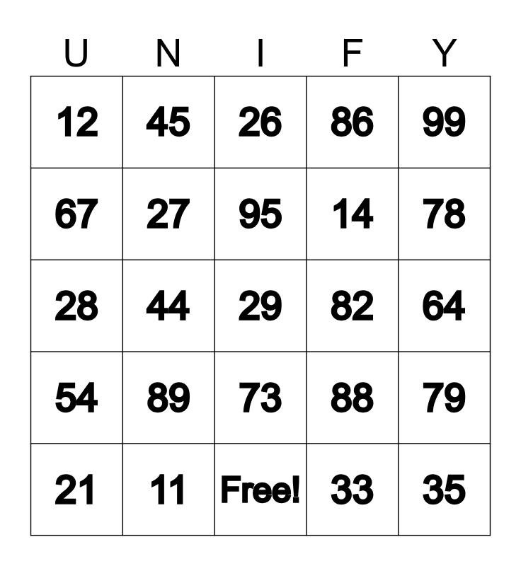 JUST UNIFY IT! BINGO Card
