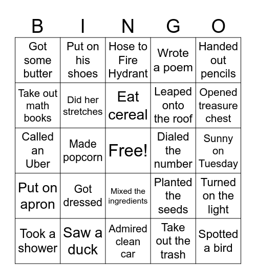 Recalling Events (3) Bingo Card