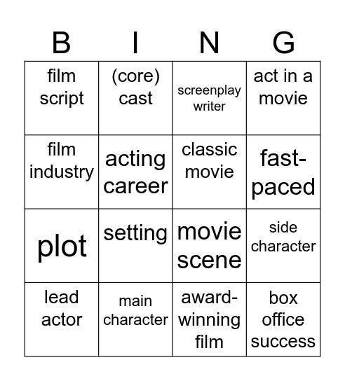 movies Bingo Card