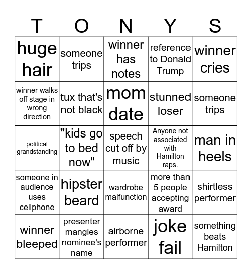 Tonys Bingo Card