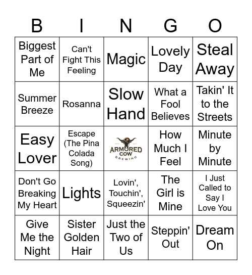 Yacht Rock Bingo Card