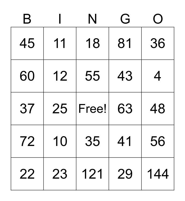 Virtual Classroom Bingo Card