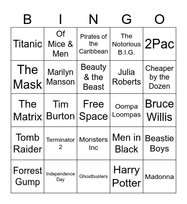 Movie Trivia Bingo Card