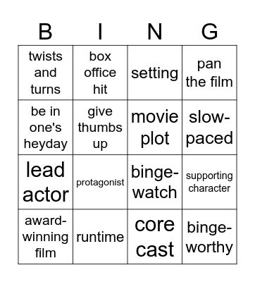 Movies advanced Bingo Card