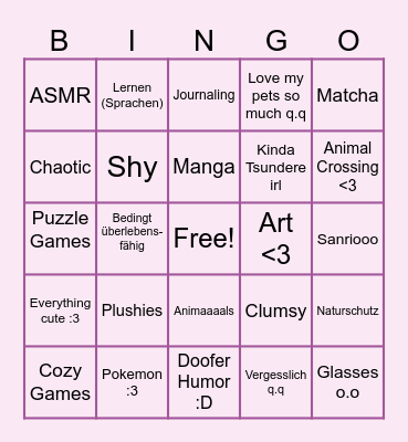 Momonga Bingo :D Bingo Card