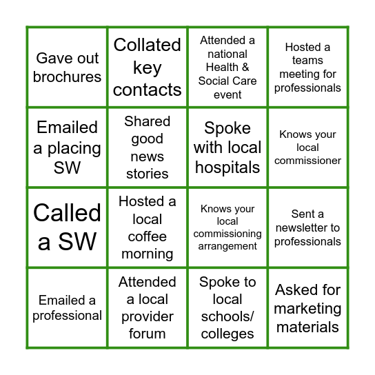 Relationship bingo! Bingo Card