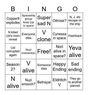 Murder Drones episode 8 Bingo Card