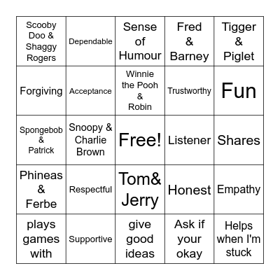 FRIENDS Bingo Card