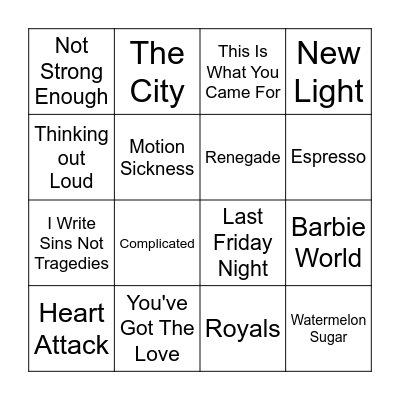 Friends, Squad, Ex's and Enemies Bingo Card