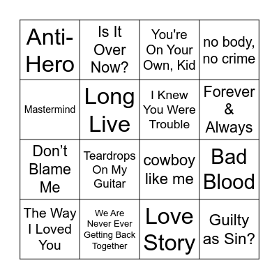 Round 3 (Taylor's Version) Bingo Card