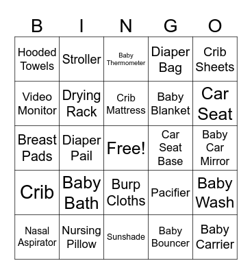 Baby Shower Gifts! Bingo Card