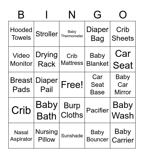 Baby Shower Gifts! Bingo Card