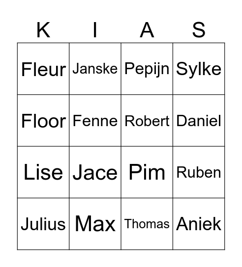 Klas Bingo Card