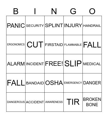 SAFETY BINGO Card